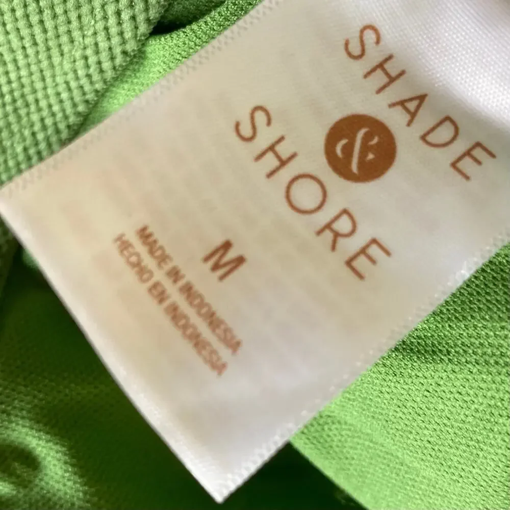 NEW SHADE & SHORE Green One Piece Swim Suit Crinkle Knit Size Medium Adjustable